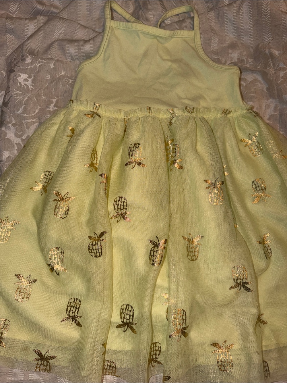 Cat & Jack Yellow Dress with Gold Pineapple Accents
